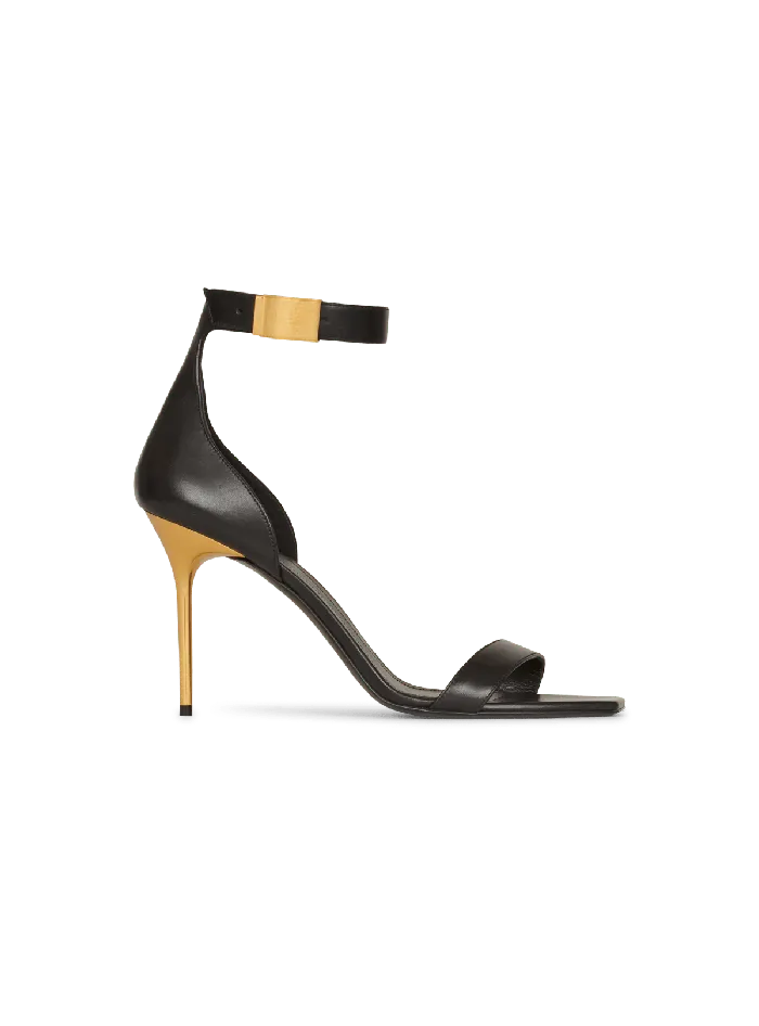 Balmain Leather Uma Sandals Black Women High Heels and Pumps