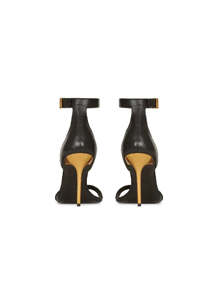 Balmain Leather Uma Sandals Black Women High Heels and Pumps