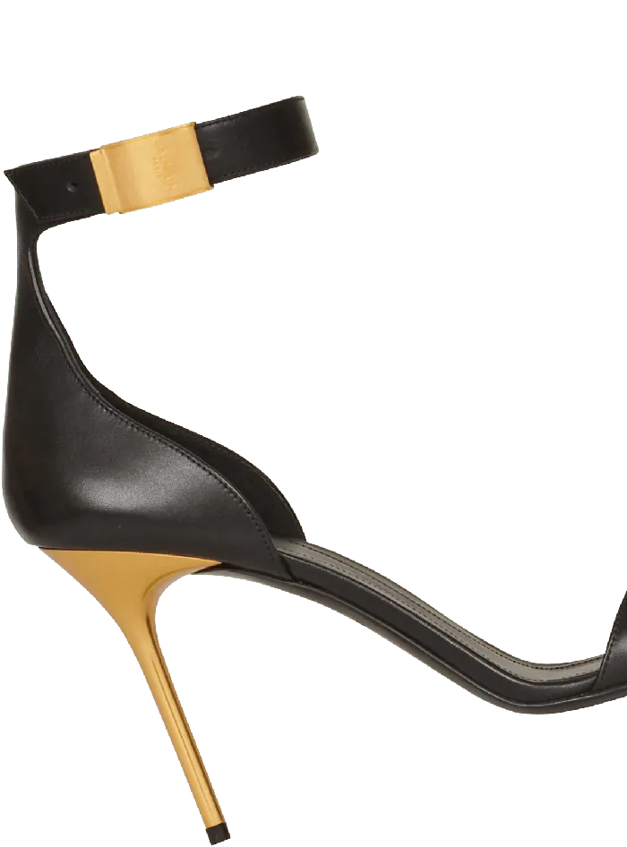Balmain Leather Uma Sandals Black Women High Heels and Pumps