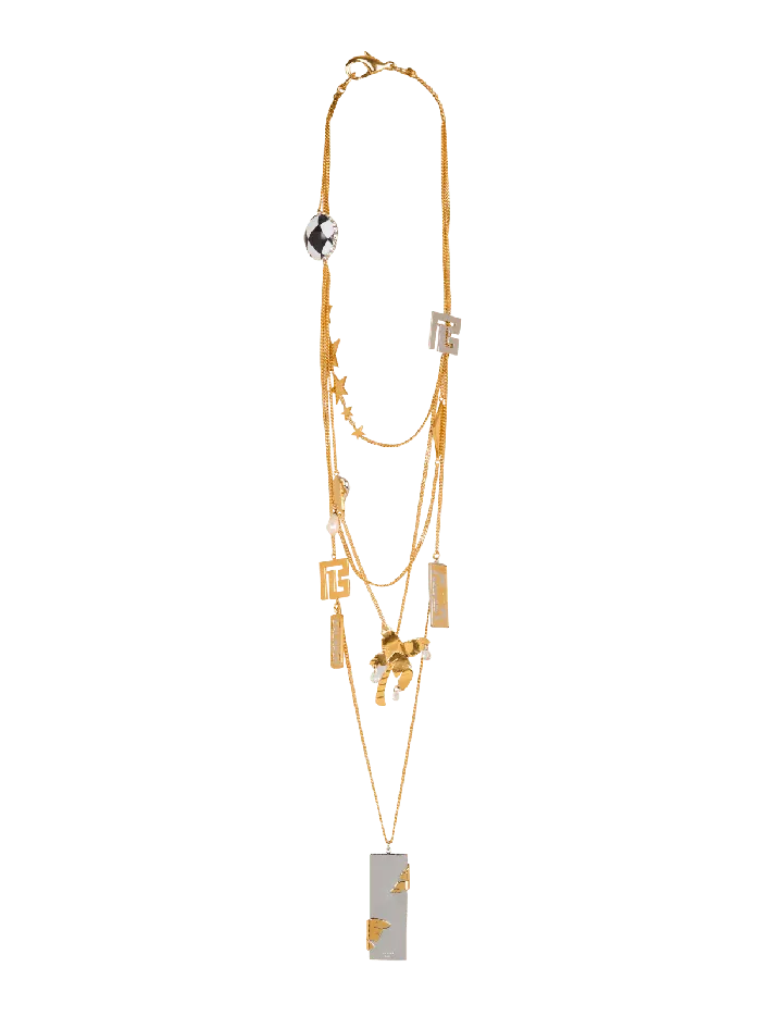 Balmain Long Miami Pendant Necklace Gold Women Fashion Jewelry