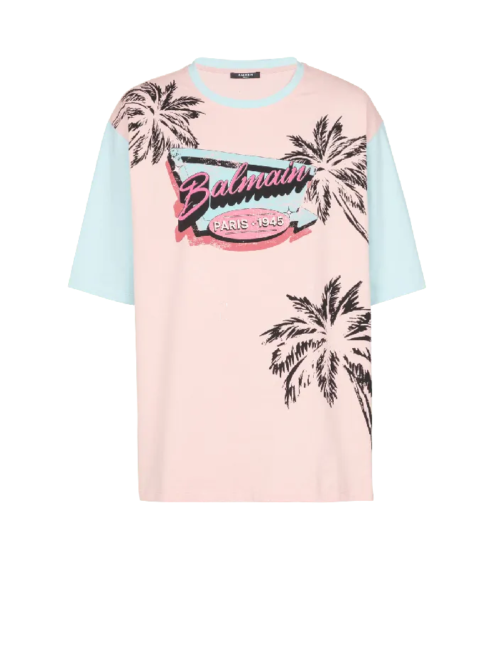 Balmain Loose Miami Printed Tshirt Multicolor Men TShirts