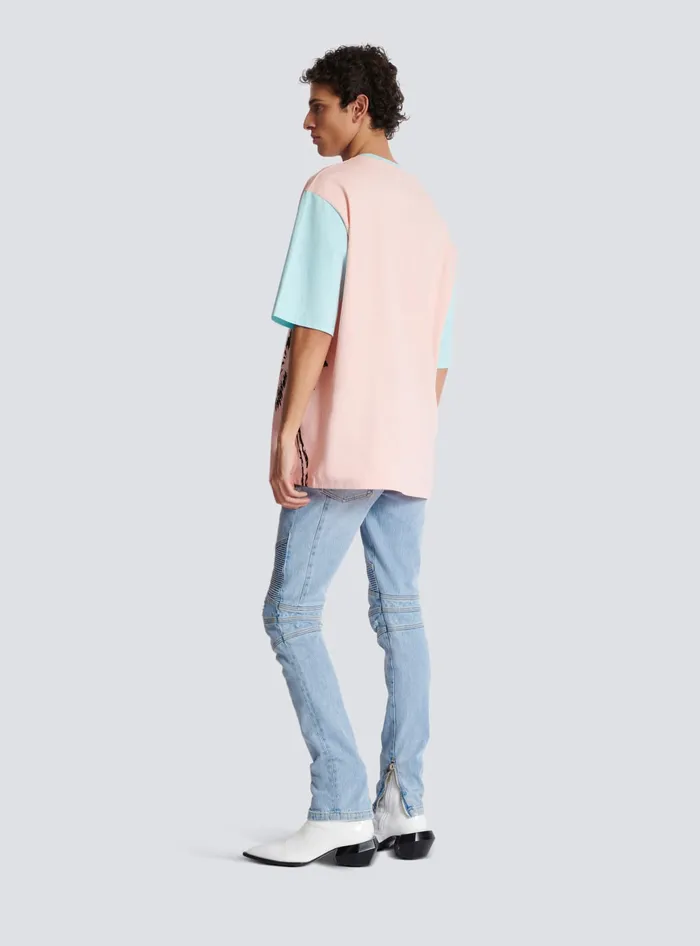 Balmain Loose Miami Printed Tshirt Multicolor Men TShirts