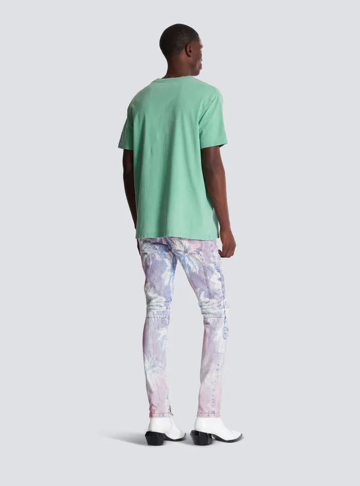 Balmain Loose Tshirt With Vintage Embroidery Green Men TShirts