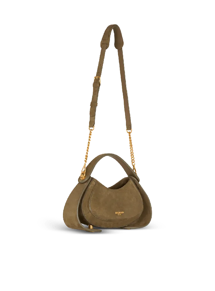 Balmain Medium Suede Jolie Madame Bag Khaki Women Handbags