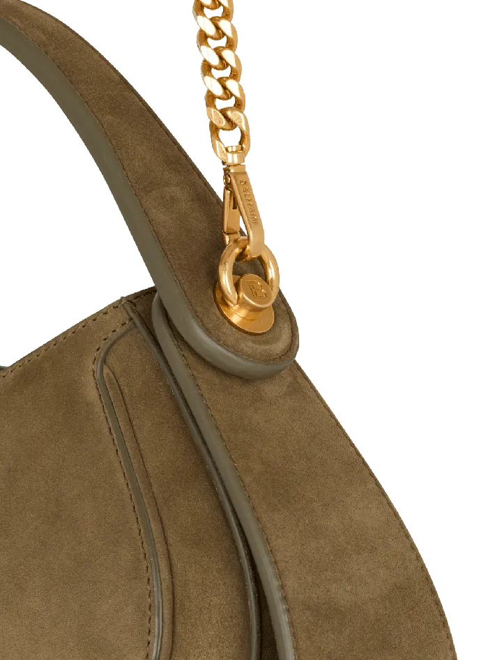 Balmain Medium Suede Jolie Madame Bag Khaki Women Handbags