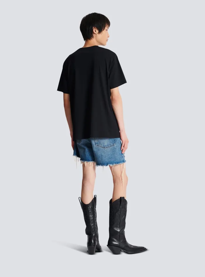 Balmain Metallic Flocked Tshirt Gold Men TShirts