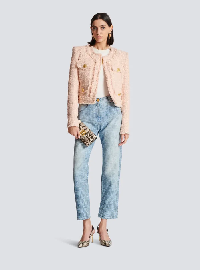 Balmain Monogram Classic Jeans Blue Women Denim