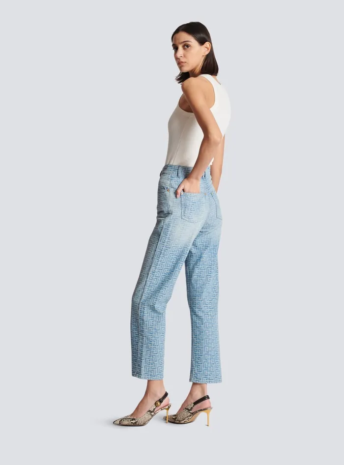 Balmain Monogram Classic Jeans Blue Women Denim