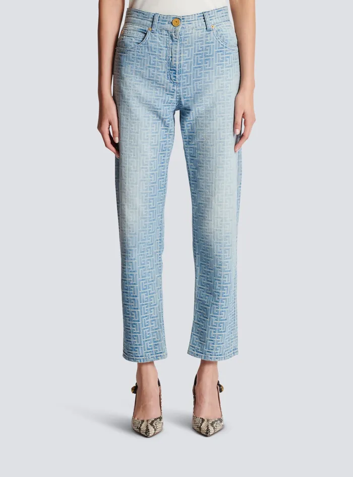 Balmain Monogram Classic Jeans Blue Women Denim