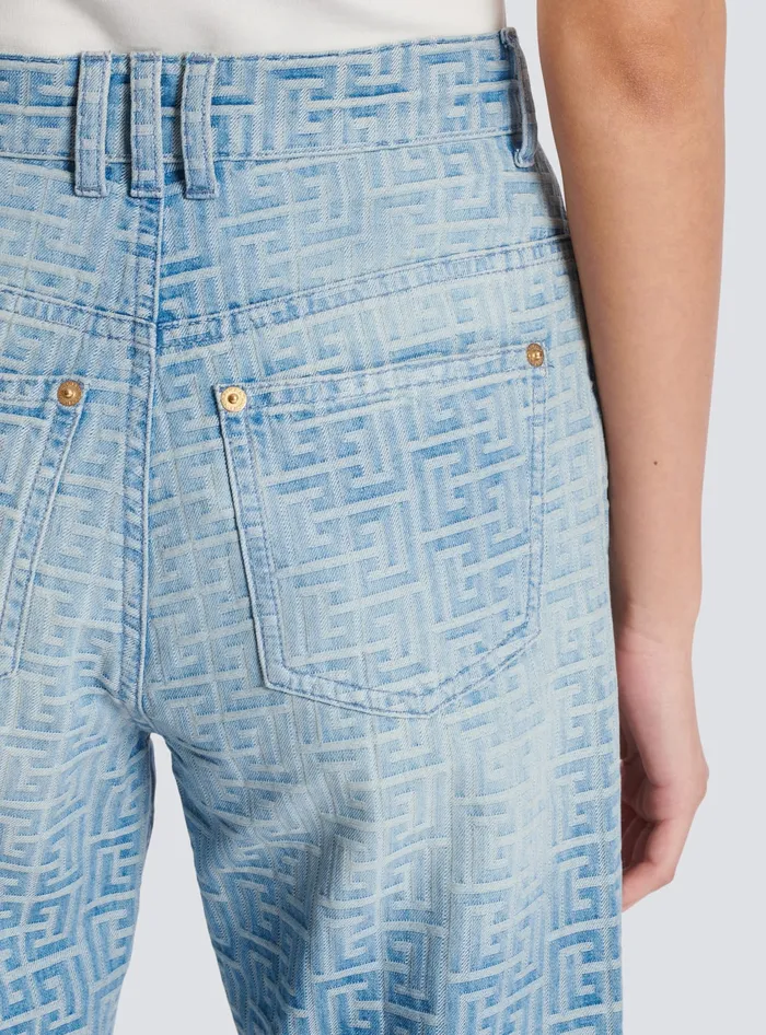 Balmain Monogram Classic Jeans Blue Women Denim