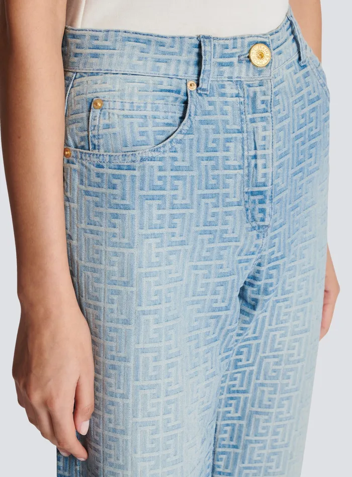 Balmain Monogram Classic Jeans Blue Women Denim