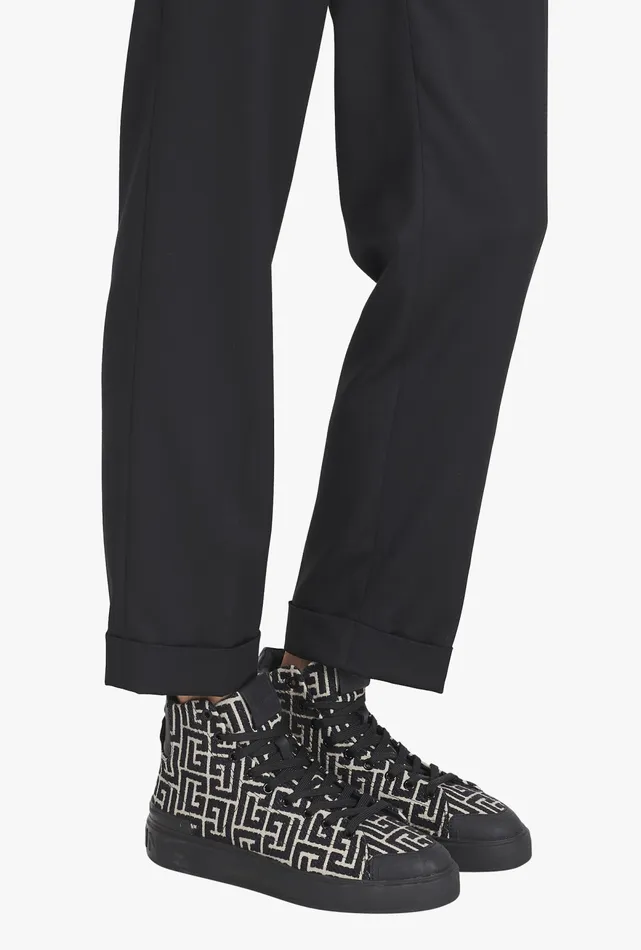 Balmain Monogram Jacquard BCourt Hightop Sneakers Black Men Sneakers