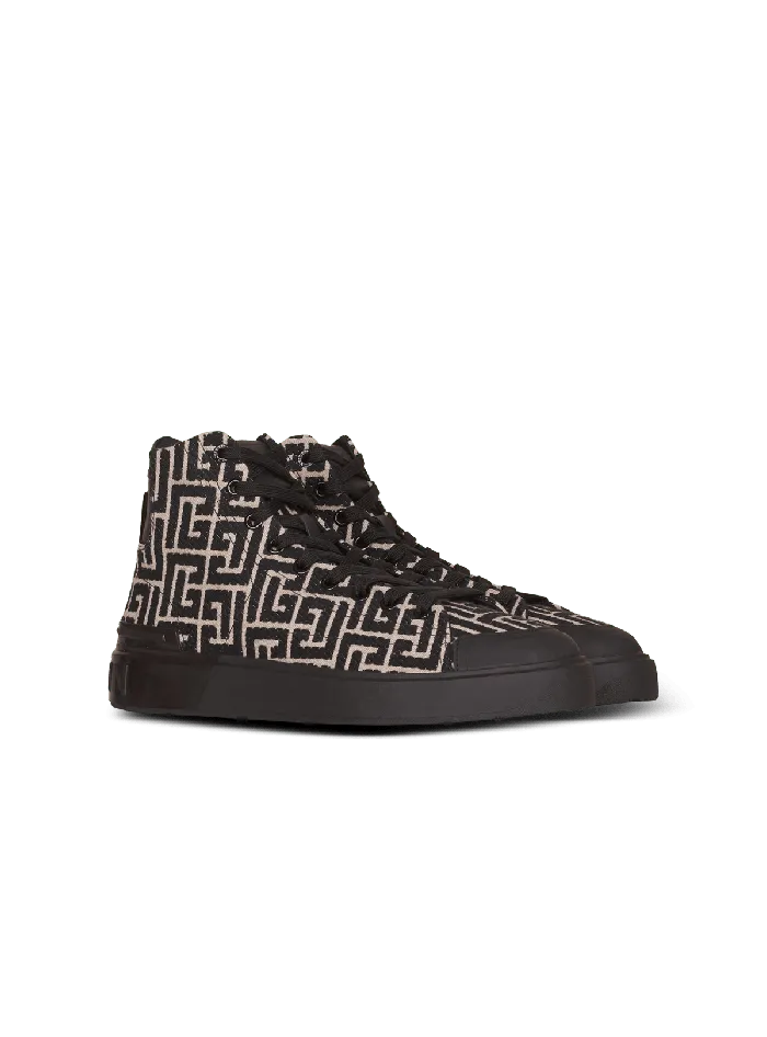 Balmain Monogram Jacquard BCourt Hightop Sneakers Black Men Sneakers