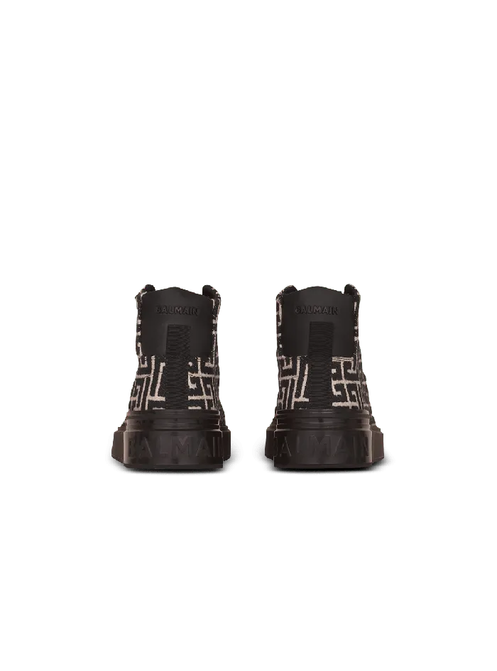 Balmain Monogram Jacquard BCourt Hightop Sneakers Black Men Sneakers