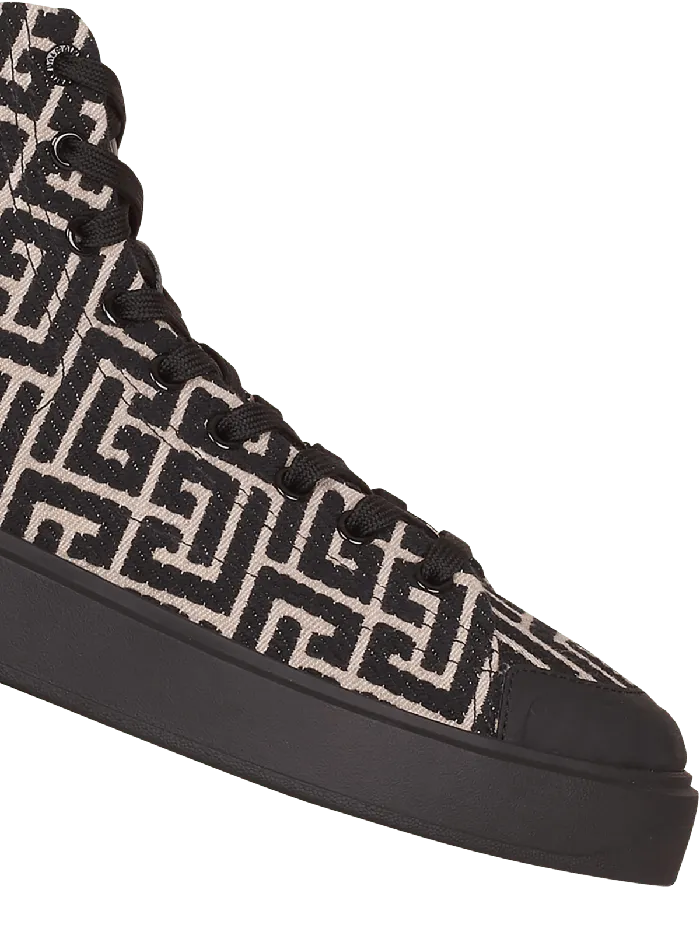 Balmain Monogram Jacquard BCourt Hightop Sneakers Black Men Sneakers