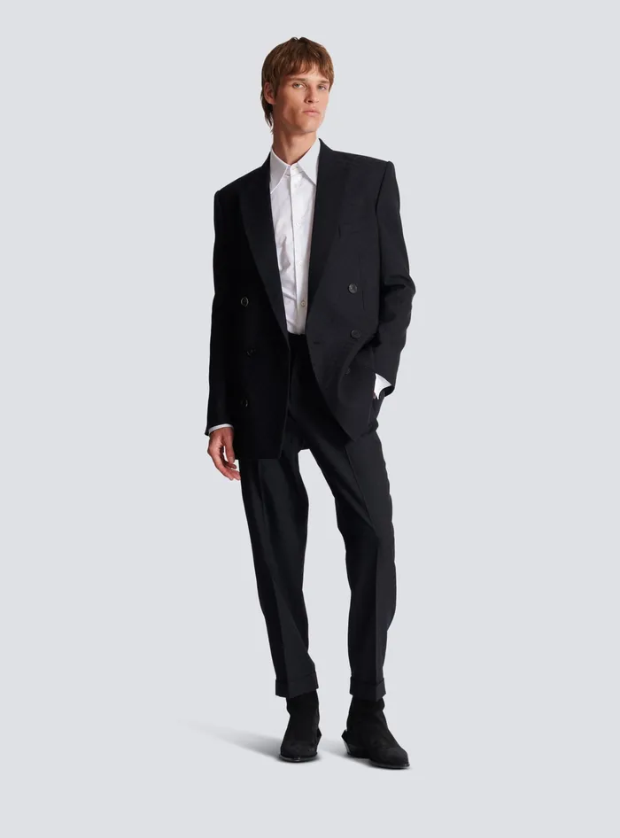 Balmain Monogram Jacquard Blazer Black Men Jackets And Blazers