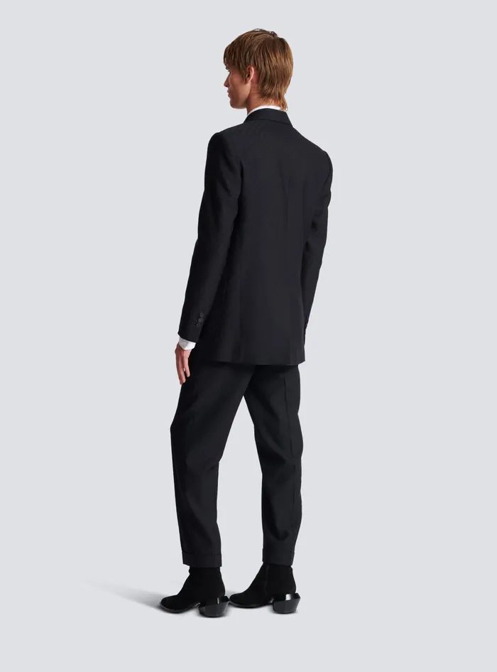 Balmain Monogram Jacquard Blazer Black Men Jackets And Blazers