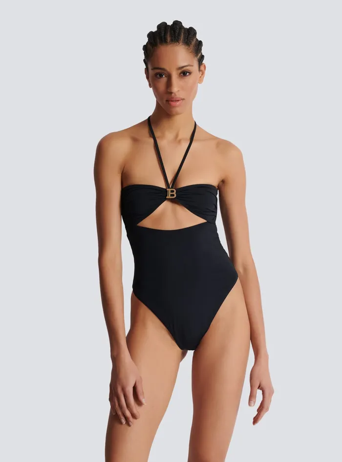 Balmain Onepiece Swimsuit With Cutout Black Women Swimwear