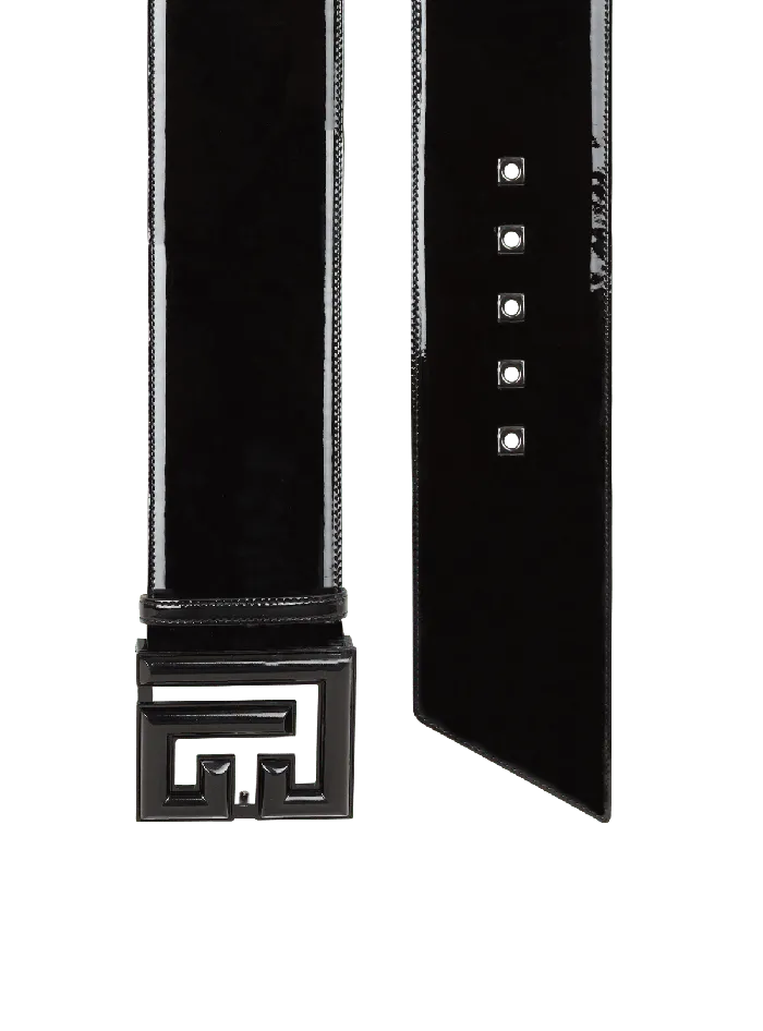 Balmain PBelt In Patent Leather Black Women Belts