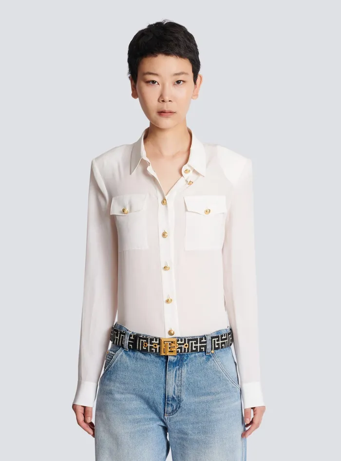 Balmain PB Belt In Monogrammed Jacquard Black Women Belts