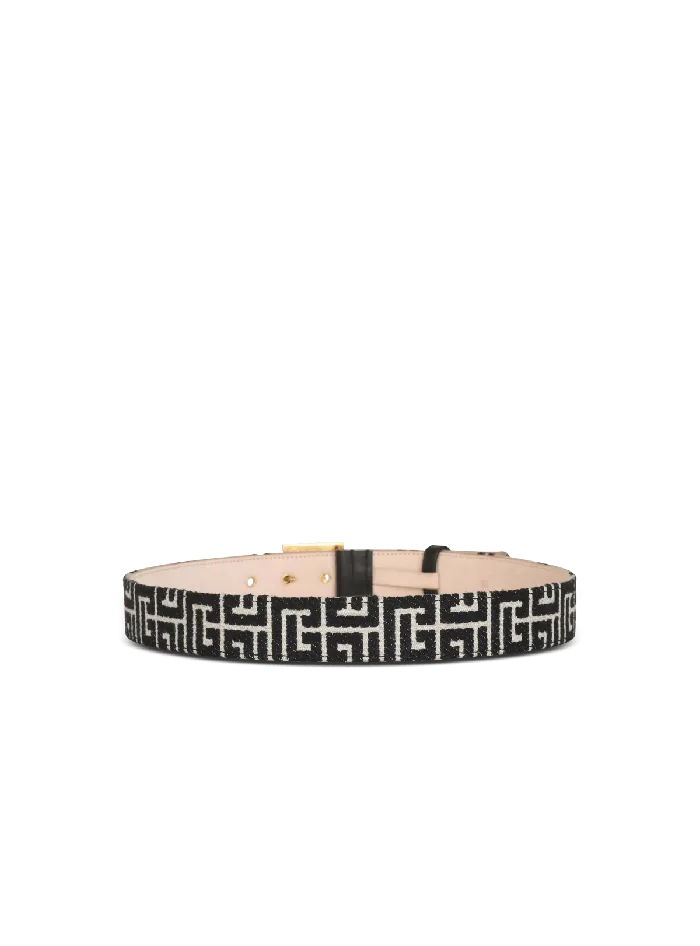 Balmain PB Belt In Monogrammed Jacquard Black Women Belts