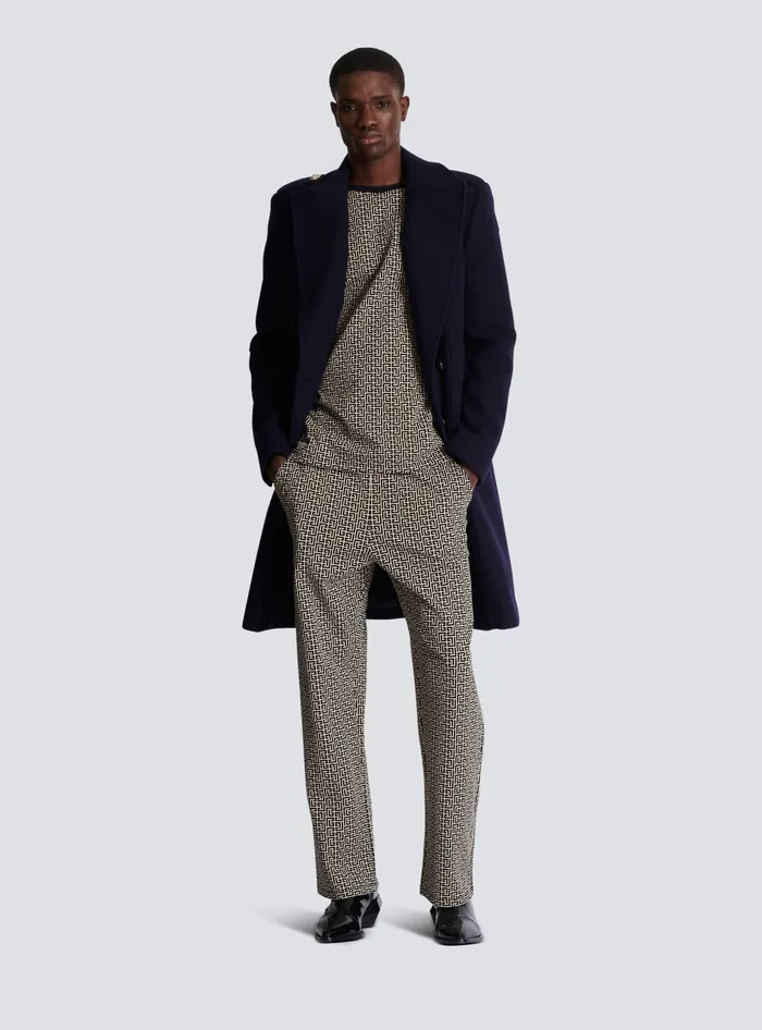 Balmain PB Labyrinth Jacquard Joggers Black Men Trousers And Shorts