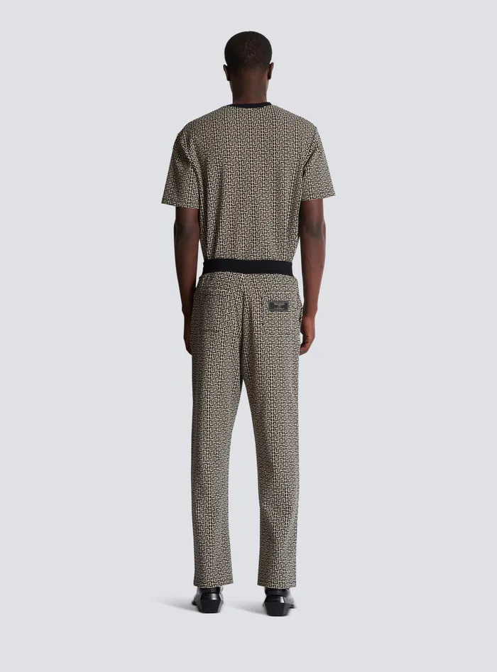 Balmain PB Labyrinth Jacquard Joggers Black Men Trousers And Shorts
