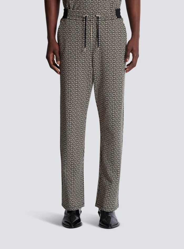 Balmain PB Labyrinth Jacquard Joggers Black Men Trousers And Shorts