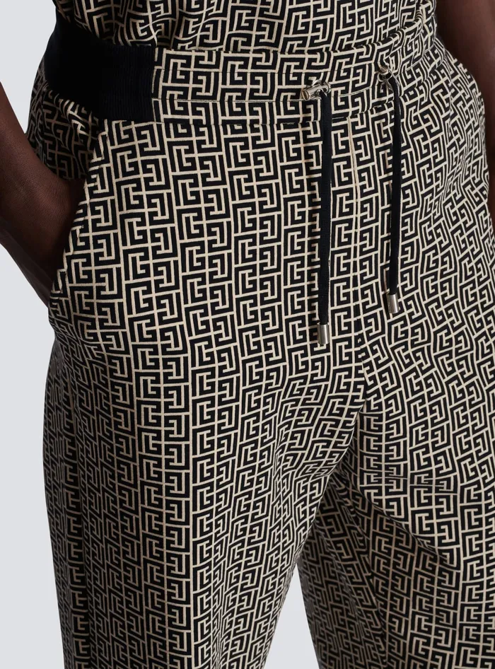 Balmain PB Labyrinth Jacquard Joggers Black Men Trousers And Shorts