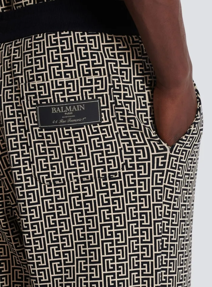Balmain PB Labyrinth Jacquard Joggers Black Men Trousers And Shorts
