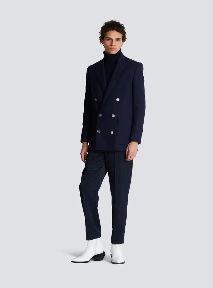 Balmain PB Labyrinth Jacquard Trousers Navy Men Trousers And Shorts