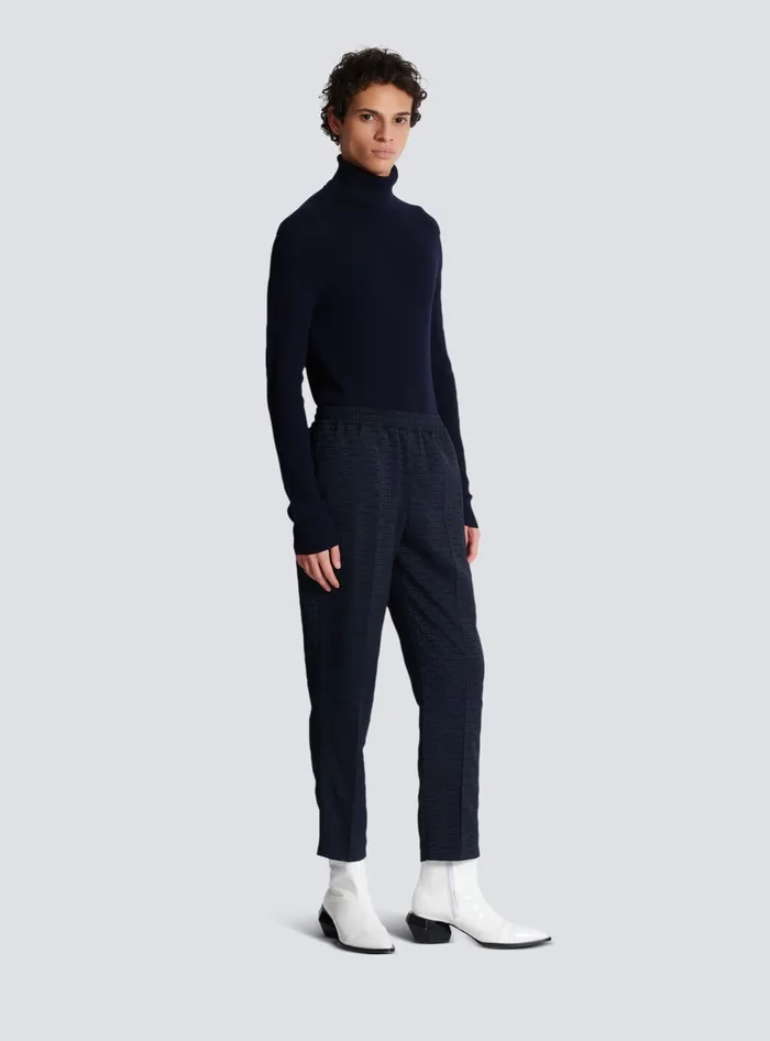 Balmain PB Labyrinth Jacquard Trousers Navy Men Trousers And Shorts