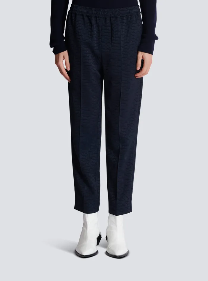 Balmain PB Labyrinth Jacquard Trousers Navy Men Trousers And Shorts