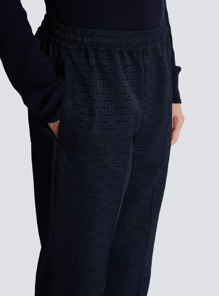 Balmain PB Labyrinth Jacquard Trousers Navy Men Trousers And Shorts