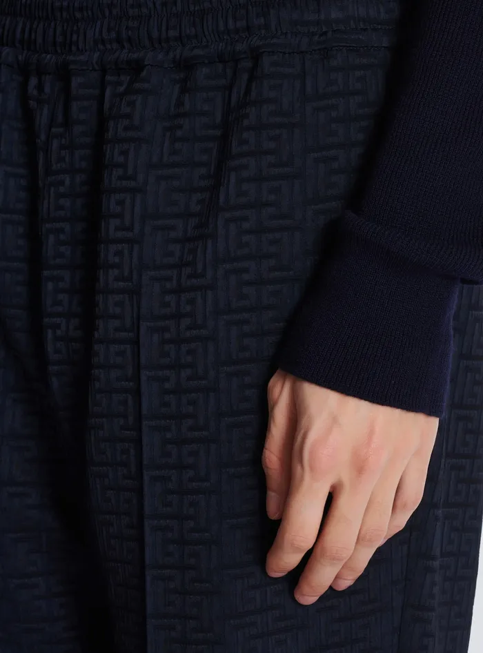 Balmain PB Labyrinth Jacquard Trousers Navy Men Trousers And Shorts
