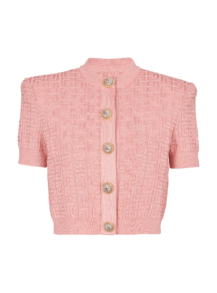 Balmain PB Labyrinth Knit Cardigan Pink Women Knitwear