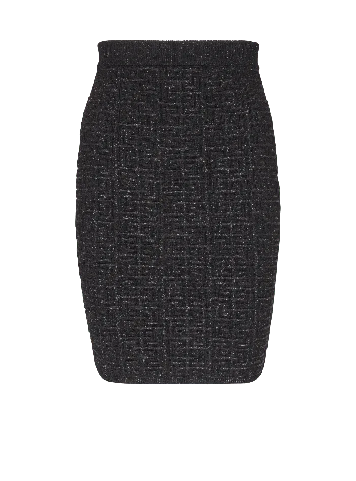 Balmain PB Labyrinth Knit Skirt Black Women Skirts