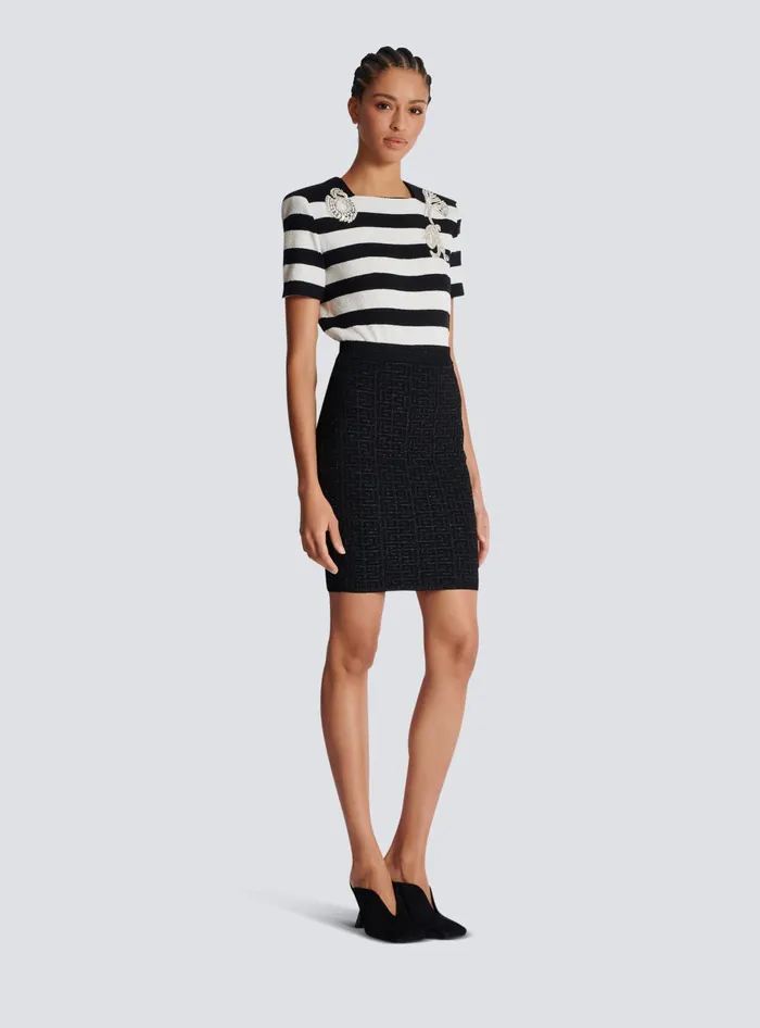 Balmain PB Labyrinth Knit Skirt Black Women Skirts