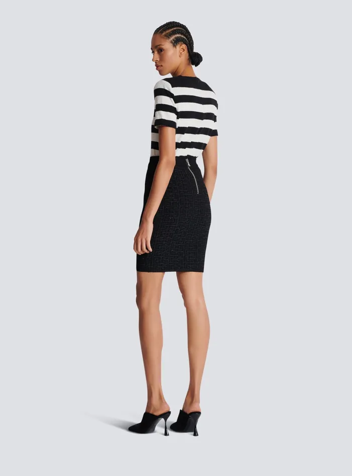 Balmain PB Labyrinth Knit Skirt Black Women Skirts