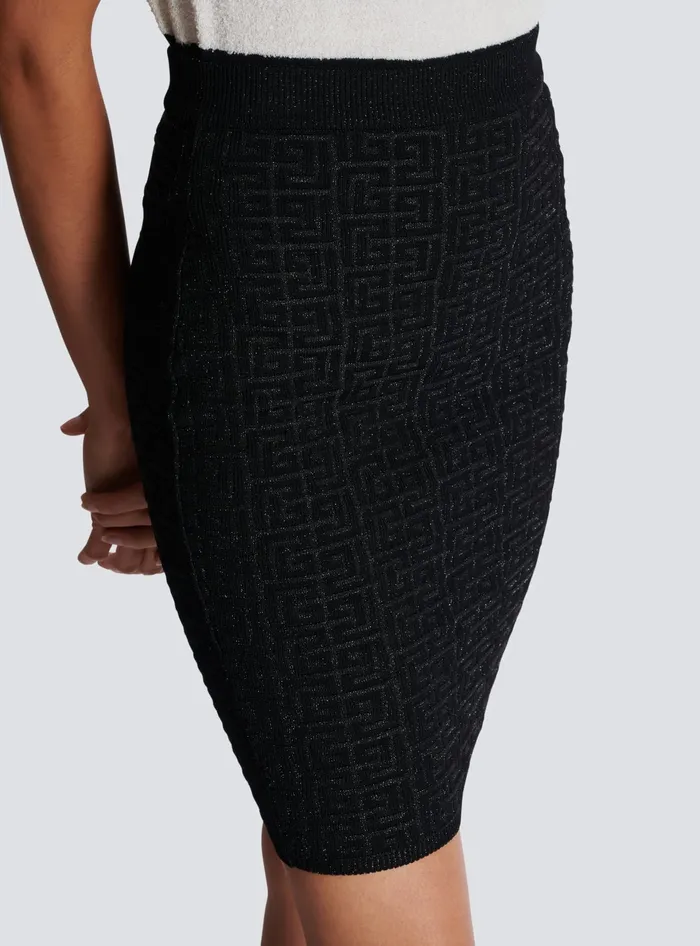Balmain PB Labyrinth Knit Skirt Black Women Skirts