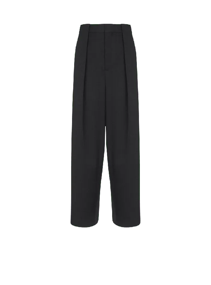 Balmain Pleated Grain De Poudre Trousers Black Women Trousers And Shorts