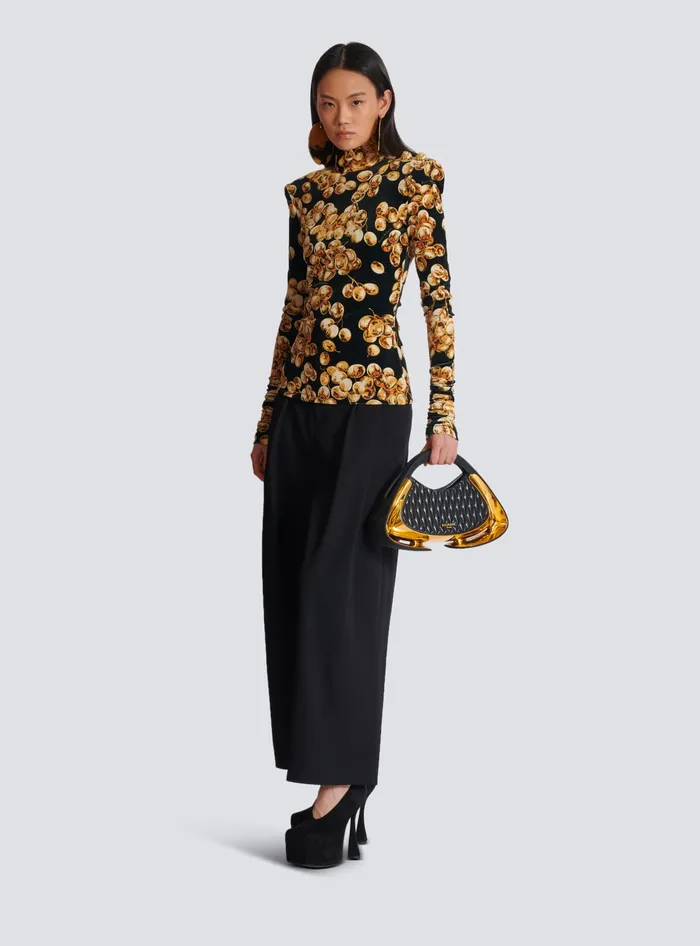 Balmain Pleated Grain De Poudre Trousers Black Women Trousers And Shorts