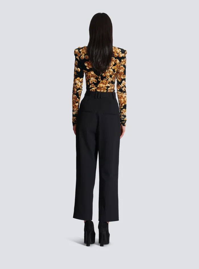 Balmain Pleated Grain De Poudre Trousers Black Women Trousers And Shorts