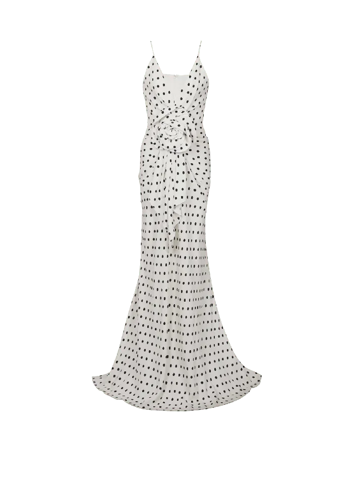 Balmain Polka Dots Printed Maxi Dress White Women Dresses