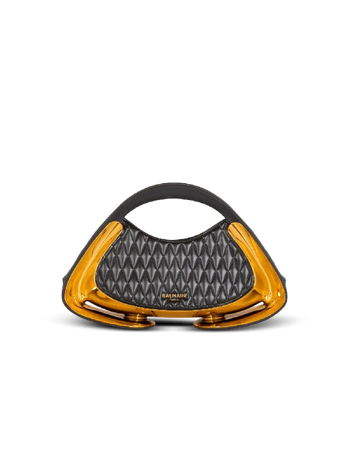 Balmain Quilted Medium Jolie Madame Bag Gold Women Handbags