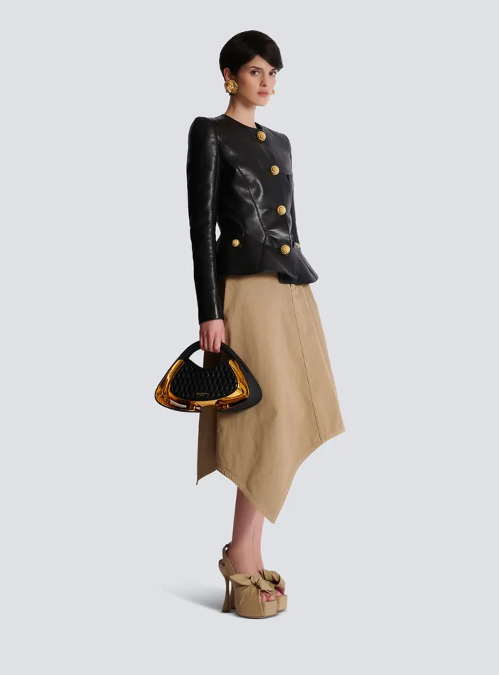 Balmain Quilted Medium Jolie Madame Bag Gold Women Handbags