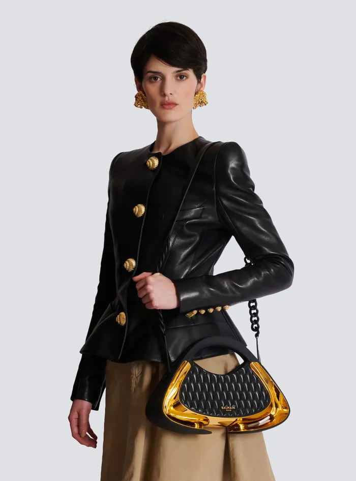 Balmain Quilted Medium Jolie Madame Bag Gold Women Handbags