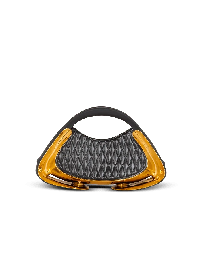 Balmain Quilted Medium Jolie Madame Bag Gold Women Handbags