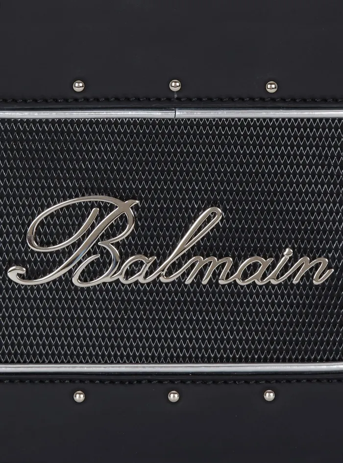 Balmain Radio Rubbereffect Leather Bag Black Men CrossBody Bags