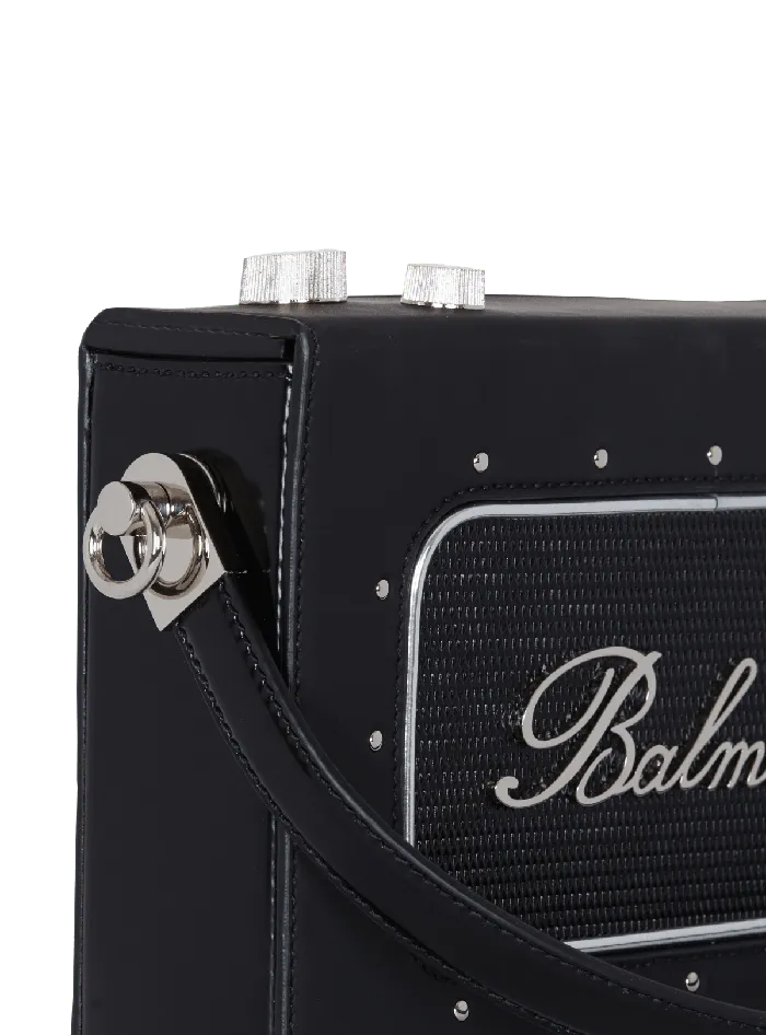 Balmain Radio Rubbereffect Leather Bag Black Men CrossBody Bags